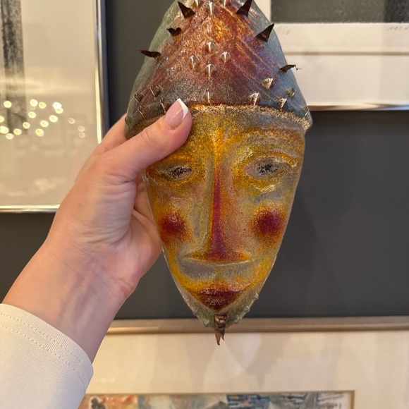 Diane Ferland Unsigned Glass Mask  10x6 Vintage Glass Collectible - Picture 7 of 10